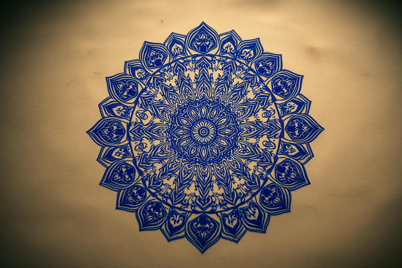 Sacred geometry mandala glowing in cosmic violet