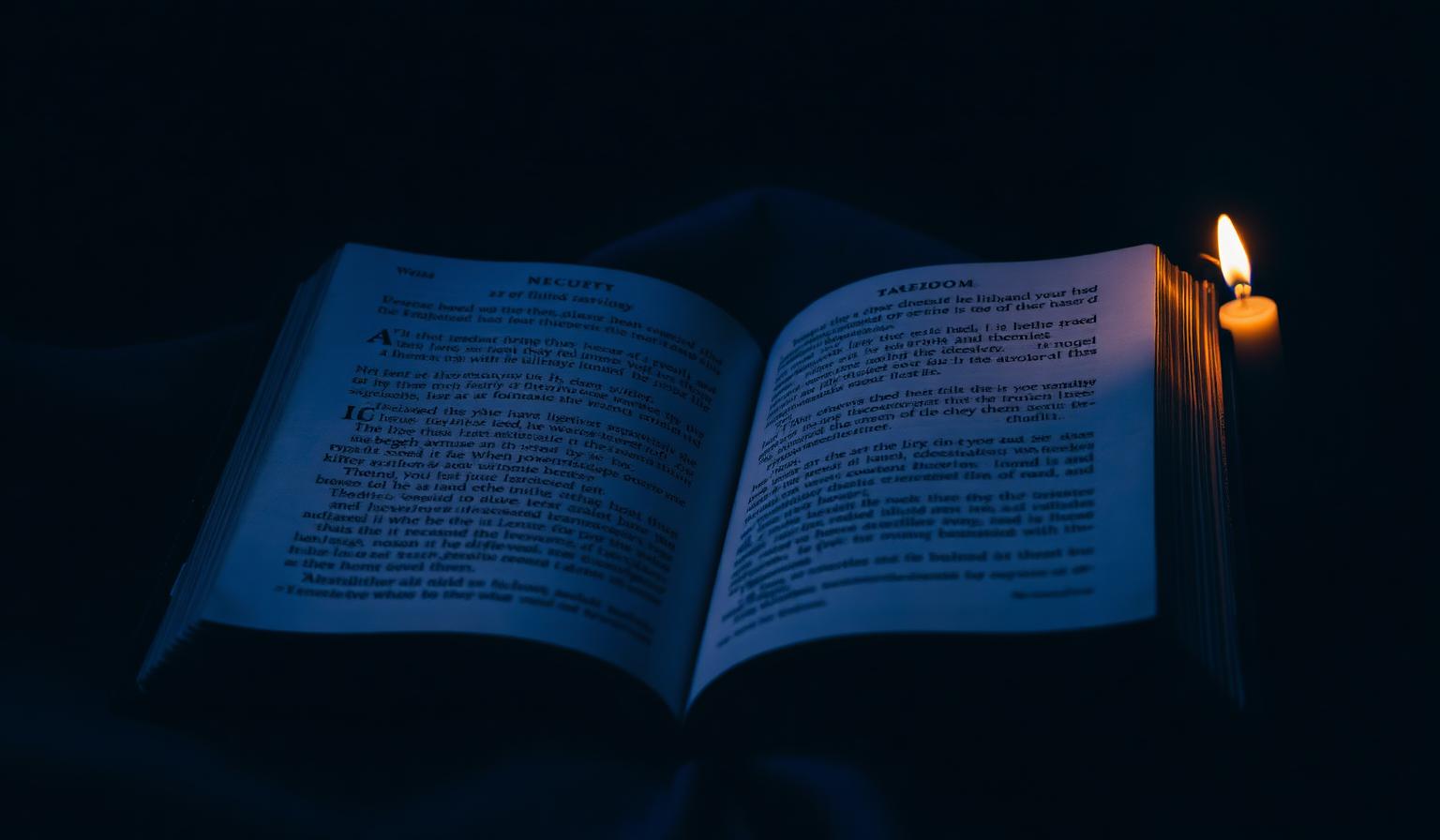 Open ancient book releasing golden stardust into a cosmic sky