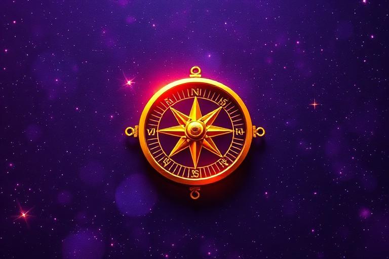 Glowing golden compass — invitation to embark on a new spiritual adventure