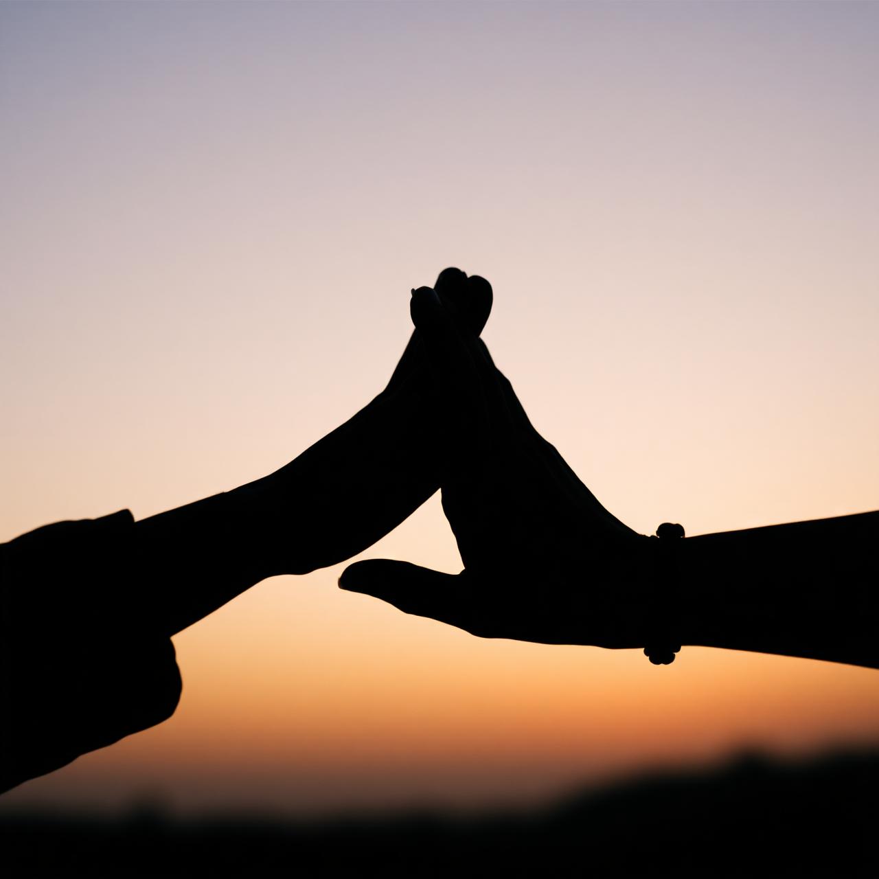 Two luminous figures linked by golden energy — living with deep connection
