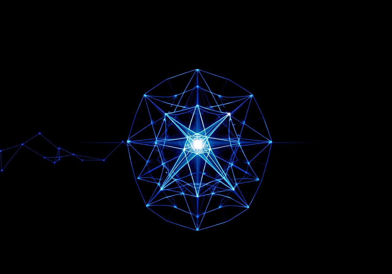The Science — cosmic energy fields and quantum particles in violet and gold