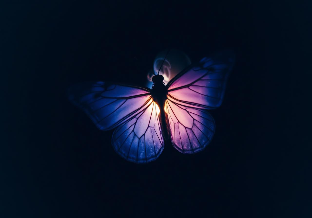 The Butterfly Experience retreat outline — golden butterfly in cosmic light